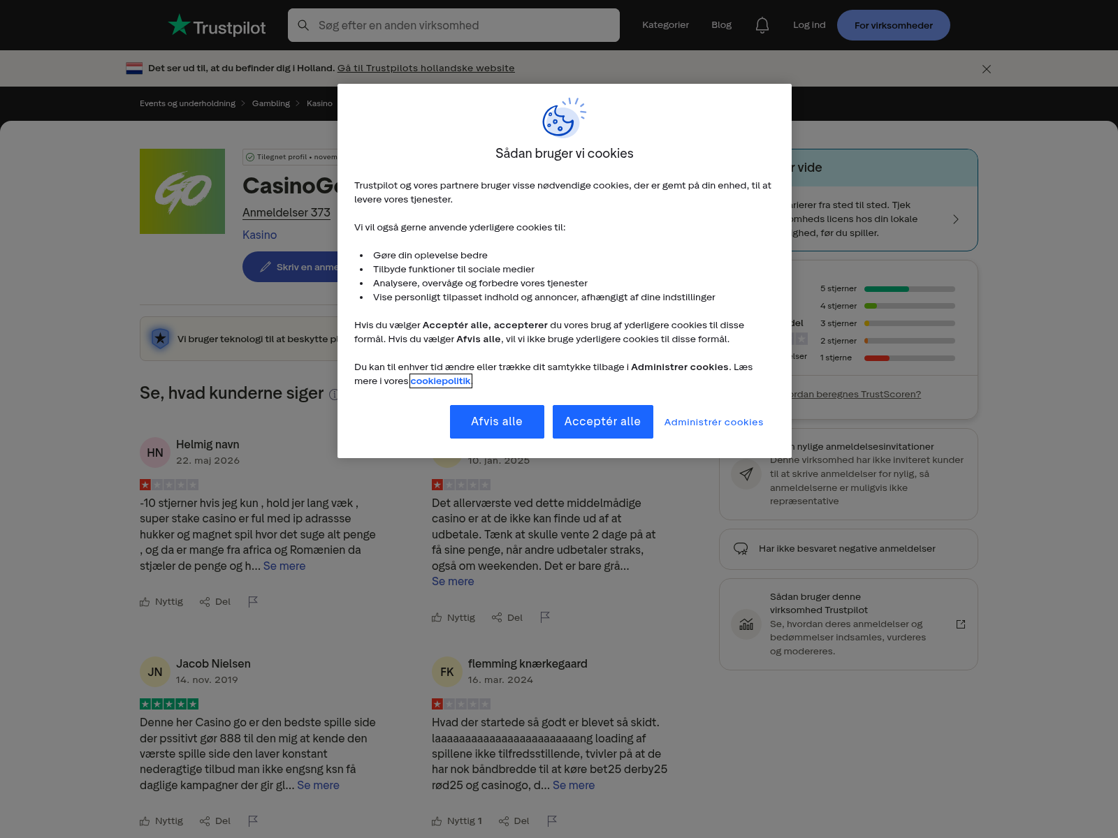 Offentlig profil med brugerindsendte signaler om CasinoGo
